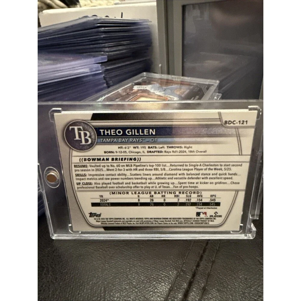 2025 Bowman Draft Chrome X-Fractor Refractor Theo Gillen Rays Prospect